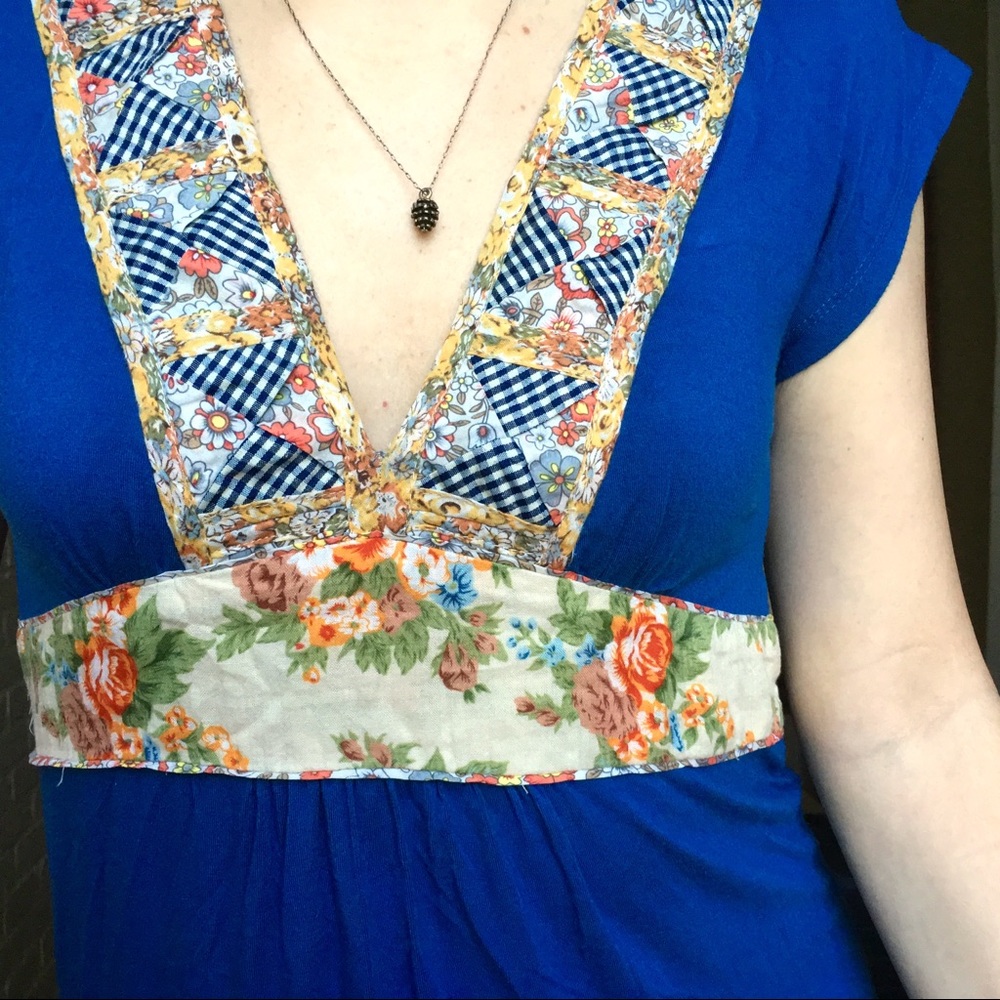 Blue Patchwork Dress